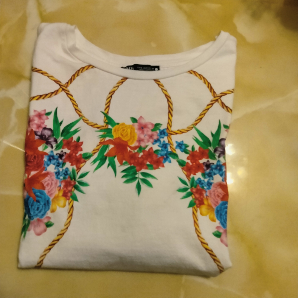 Floral Print White Top